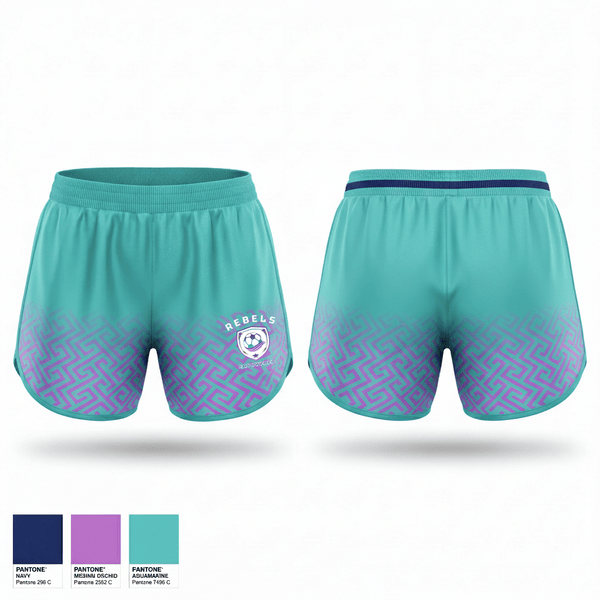 Womens Shorts, Rebels, Women's Soccer, Teamtime, Team time, sublimation, custom sports apparel, team uniforms, spirit wear, spiritwear, sports uniforms, custom shirts, team store, custom team store, fundraiser sports, apparel fundraiser