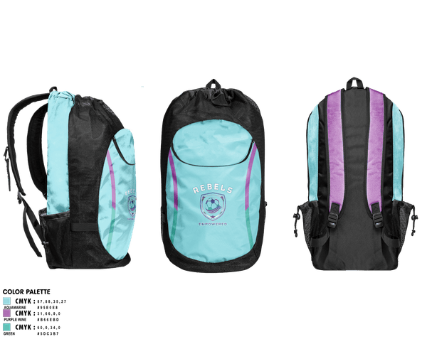 Gear Bag, Rebels, Women's Soccer, Teamtime, Team time, sublimation, custom sports apparel, team uniforms, spirit wear, spiritwear, sports uniforms, custom shirts, team store, custom team store, fundraiser sports, apparel fundraiser