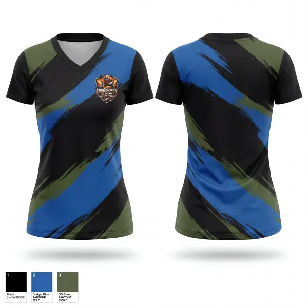 Womens Short Sleeve Vneck Shirt, Trenchmen Academy, , Teamtime, Team time, sublimation, custom sports apparel, team uniforms, spirit wear, spiritwear, sports uniforms, custom shirts, team store, custom team store, fundraiser sports, apparel fundraiser