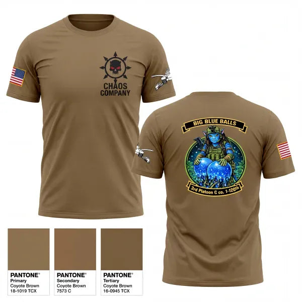 Old School Cotton Feel Shirt, C. Co. 1-120 3rd PLT, Army, Teamtime, Team time, sublimation, custom sports apparel, team uniforms, spirit wear, spiritwear, sports uniforms, custom shirts, team store, custom team store, fundraiser sports, apparel fundraiser