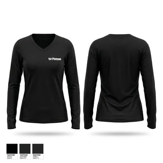 Womens Long Sleeve Vneck Shirt, 1st Platoon, Police, Teamtime, Team time, sublimation, custom sports apparel, team uniforms, spirit wear, spiritwear, sports uniforms, custom shirts, team store, custom team store, fundraiser sports, apparel fundraiser