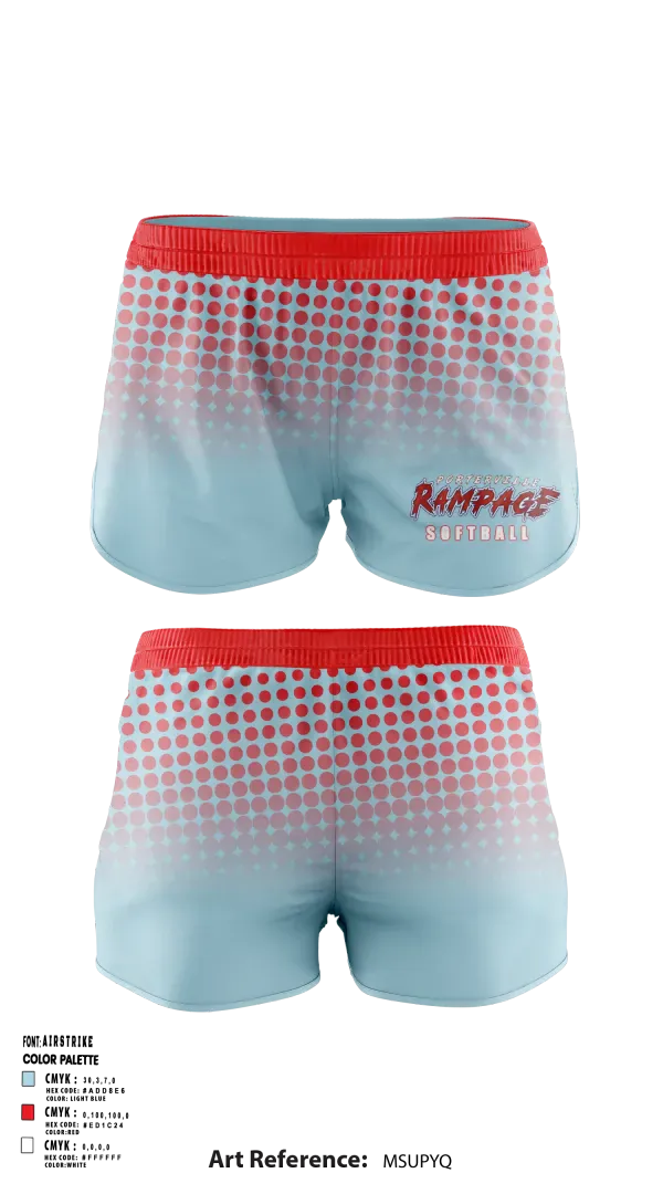 Womens Shorts, Porterville Rampage 10u, Softball, Teamtime, Team time, sublimation, custom sports apparel, team uniforms, spirit wear, spiritwear, sports uniforms, custom shirts, team store, custom team store, fundraiser sports, apparel fundraiser