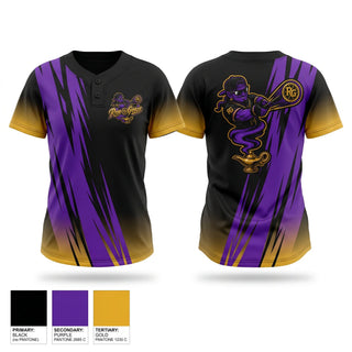 Two Button Softball Jersey, Rim Genie, Softball, Teamtime, Team time, sublimation, custom sports apparel, team uniforms, spirit wear, spiritwear, sports uniforms, custom shirts, team store, custom team store, fundraiser sports, apparel fundraiser