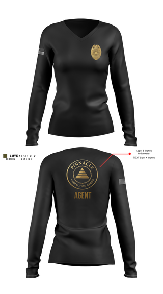 Womens Long Sleeve Vneck Shirt, Pinnacle Protection Group, , Teamtime, Team time, sublimation, custom sports apparel, team uniforms, spirit wear, spiritwear, sports uniforms, custom shirts, team store, custom team store, fundraiser sports, apparel fundraiser