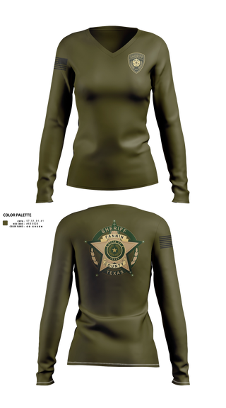 Womens Long Sleeve Vneck Shirt, Fannin County Sheriff's Office, Police, Teamtime, Team time, sublimation, custom sports apparel, team uniforms, spirit wear, spiritwear, sports uniforms, custom shirts, team store, custom team store, fundraiser sports, apparel fundraiser