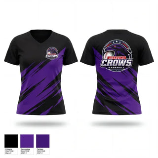 Womens Short Sleeve Vneck Shirt, Loganville Crows, Baseball, Teamtime, Team time, sublimation, custom sports apparel, team uniforms, spirit wear, spiritwear, sports uniforms, custom shirts, team store, custom team store, fundraiser sports, apparel fundraiser