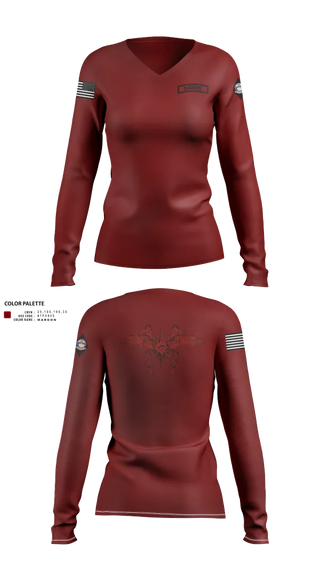Womens Long Sleeve Vneck Shirt, Blackfoot 2nd platoon, , Teamtime, Team time, sublimation, custom sports apparel, team uniforms, spirit wear, spiritwear, sports uniforms, custom shirts, team store, custom team store, fundraiser sports, apparel fundraiser