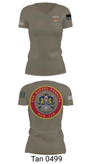 Womens Short Sleeve Vneck Shirt, USS Rafael Peralta DDG 115, Navy, Teamtime, Team time, sublimation, custom sports apparel, team uniforms, spirit wear, spiritwear, sports uniforms, custom shirts, team store, custom team store, fundraiser sports, apparel fundraiser