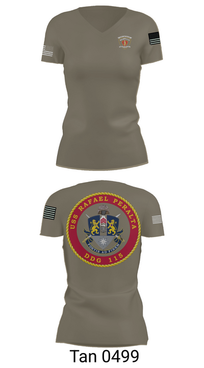 USS Rafael Peralta DDG 115 35678200 Women's Short Sleeve V-neck Shirt - 65