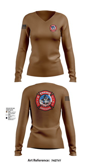 Womens Long Sleeve Vneck Shirt, Station 19, Fire Department, Teamtime, Team time, sublimation, custom sports apparel, team uniforms, spirit wear, spiritwear, sports uniforms, custom shirts, team store, custom team store, fundraiser sports, apparel fundraiser
