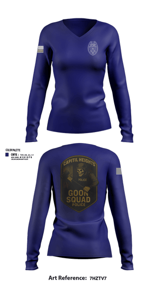 Womens Long Sleeve Vneck Shirt, Capitol Heights Police Dept., Police, Teamtime, Team time, sublimation, custom sports apparel, team uniforms, spirit wear, spiritwear, sports uniforms, custom shirts, team store, custom team store, fundraiser sports, apparel fundraiser