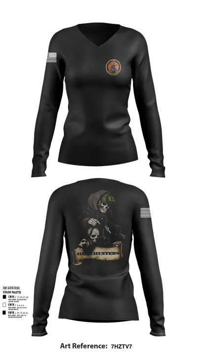 HHC 2-135th AVN REG 2256326 Women's Long Sleeve V-neck Shirt - 102