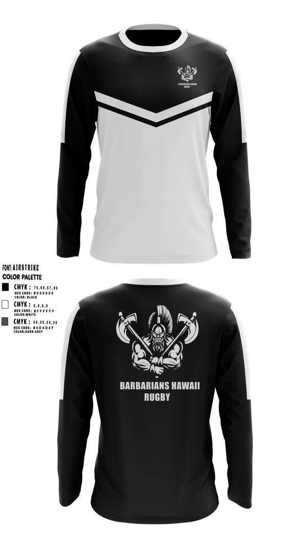 Long Sleeve Performance Shirt, BARBARIANS HAWAII, Rugby, Teamtime, Team time, sublimation, custom sports apparel, team uniforms, spirit wear, spiritwear, sports uniforms, custom shirts, team store, custom team store, fundraiser sports, apparel fundraiser