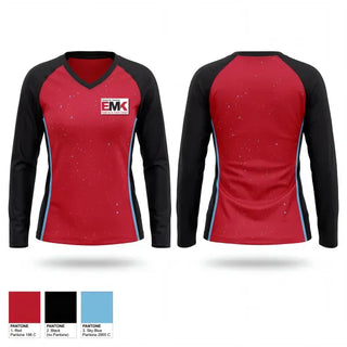 Womens Long Sleeve Vneck Shirt, Edward M Kennedy Academy for Health Career Track & Field, Track & Field, Teamtime, Team time, sublimation, custom sports apparel, team uniforms, spirit wear, spiritwear, sports uniforms, custom shirts, team store, custom team store, fundraiser sports, apparel fundraiser