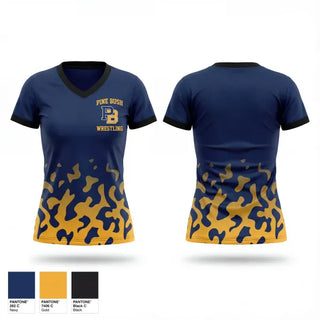 Womens Short Sleeve Vneck Shirt, Pine Bush, Wrestling, Teamtime, Team time, sublimation, custom sports apparel, team uniforms, spirit wear, spiritwear, sports uniforms, custom shirts, team store, custom team store, fundraiser sports, apparel fundraiser