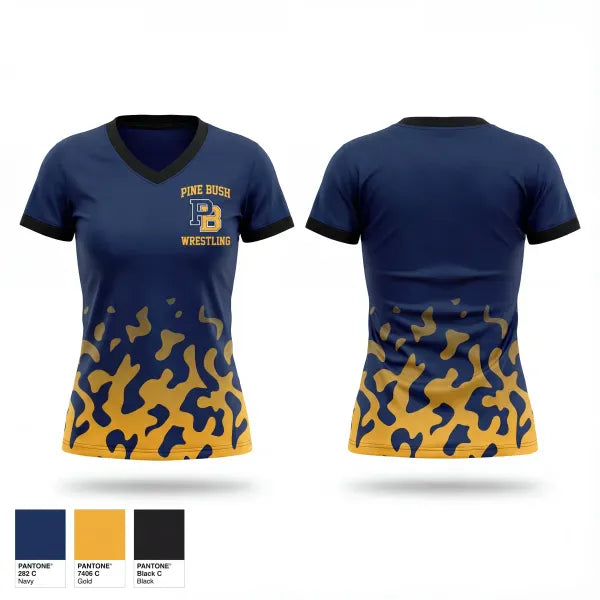Womens Short Sleeve Vneck Shirt, Pine Bush, Wrestling, Teamtime, Team time, sublimation, custom sports apparel, team uniforms, spirit wear, spiritwear, sports uniforms, custom shirts, team store, custom team store, fundraiser sports, apparel fundraiser