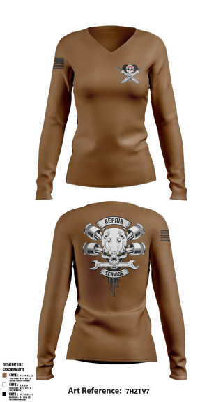 Womens Long Sleeve Vneck Shirt, 1-320TH FAR FOX CO, Army, Teamtime, Team time, sublimation, custom sports apparel, team uniforms, spirit wear, spiritwear, sports uniforms, custom shirts, team store, custom team store, fundraiser sports, apparel fundraiser
