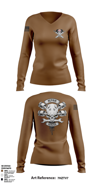 1-320TH FAR FOX CO 75222266 Women's Long Sleeve V-neck Shirt - 1