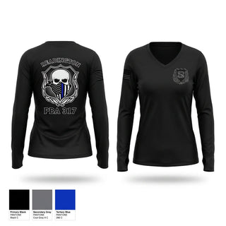 Womens Long Sleeve Vneck Shirt, PBA 317, Police, Teamtime, Team time, sublimation, custom sports apparel, team uniforms, spirit wear, spiritwear, sports uniforms, custom shirts, team store, custom team store, fundraiser sports, apparel fundraiser