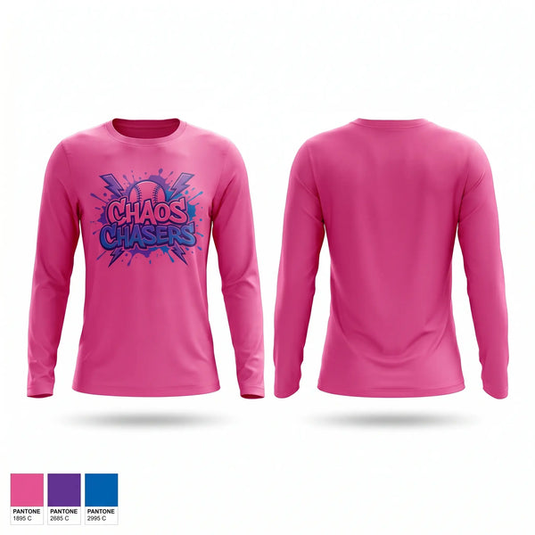 Long Sleeve Performance Shirt, Chaos Chasers, Softball, Teamtime, Team time, sublimation, custom sports apparel, team uniforms, spirit wear, spiritwear, sports uniforms, custom shirts, team store, custom team store, fundraiser sports, apparel fundraiser