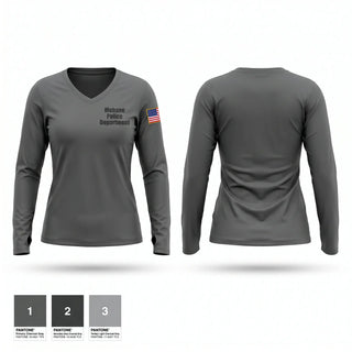 Womens Long Sleeve Vneck Shirt, Mebane Police Department, Police, Teamtime, Team time, sublimation, custom sports apparel, team uniforms, spirit wear, spiritwear, sports uniforms, custom shirts, team store, custom team store, fundraiser sports, apparel fundraiser