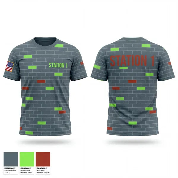 Old School Cotton Feel Shirt, Station 1, Fire Department, Teamtime, Team time, sublimation, custom sports apparel, team uniforms, spirit wear, spiritwear, sports uniforms, custom shirts, team store, custom team store, fundraiser sports, apparel fundraiser
