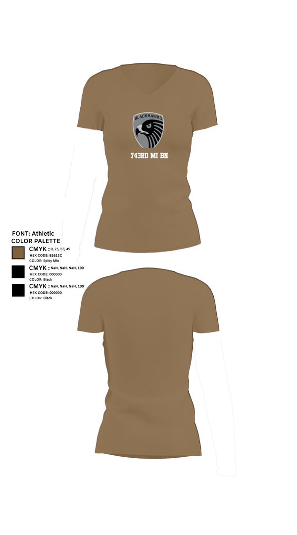 Womens Short Sleeve Vneck Shirt, 743rd MI BN, , Teamtime, Team time, sublimation, custom sports apparel, team uniforms, spirit wear, spiritwear, sports uniforms, custom shirts, team store, custom team store, fundraiser sports, apparel fundraiser