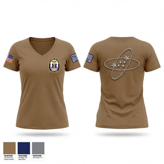 Womens Short Sleeve Vneck Shirt, USS CARL M. LEVIN, Navy, Teamtime, Team time, sublimation, custom sports apparel, team uniforms, spirit wear, spiritwear, sports uniforms, custom shirts, team store, custom team store, fundraiser sports, apparel fundraiser
