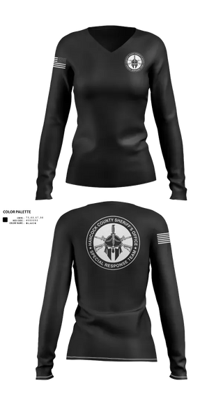 Womens Long Sleeve Vneck Shirt, Hancock County Special Response Team, Police, Teamtime, Team time, sublimation, custom sports apparel, team uniforms, spirit wear, spiritwear, sports uniforms, custom shirts, team store, custom team store, fundraiser sports, apparel fundraiser