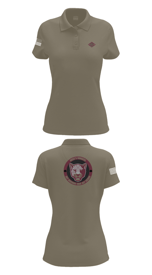 Womens Short Sleeve Performance Polo, Ross Rangers, Army, Teamtime, Team time, sublimation, custom sports apparel, team uniforms, spirit wear, spiritwear, sports uniforms, custom shirts, team store, custom team store, fundraiser sports, apparel fundraiser