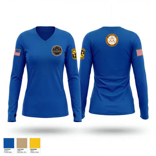 Womens Long Sleeve Vneck Shirt, Eagle Battalion, Army, Teamtime, Team time, sublimation, custom sports apparel, team uniforms, spirit wear, spiritwear, sports uniforms, custom shirts, team store, custom team store, fundraiser sports, apparel fundraiser