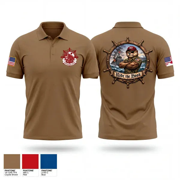 Short Sleeve Performance Polo, Ride The Hook, Army, Teamtime, Team time, sublimation, custom sports apparel, team uniforms, spirit wear, spiritwear, sports uniforms, custom shirts, team store, custom team store, fundraiser sports, apparel fundraiser