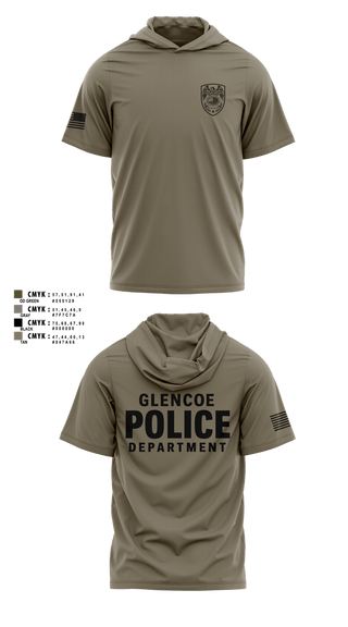 Short Sleeve Performance Shirt with hood, GLENCOE POLICE INVESTIGATIONS, Police, Teamtime, Team time, sublimation, custom sports apparel, team uniforms, spirit wear, spiritwear, sports uniforms, custom shirts, team store, custom team store, fundraiser sports, apparel fundraiser