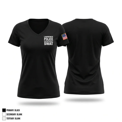 Womens Short Sleeve Vneck Shirt, Lawrence Police Department SWAT, Police, Teamtime, Team time, sublimation, custom sports apparel, team uniforms, spirit wear, spiritwear, sports uniforms, custom shirts, team store, custom team store, fundraiser sports, apparel fundraiser