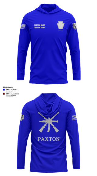 Long Sleeve Performance Shirt with hood, 2/112, Army, Teamtime, Team time, sublimation, custom sports apparel, team uniforms, spirit wear, spiritwear, sports uniforms, custom shirts, team store, custom team store, fundraiser sports, apparel fundraiser