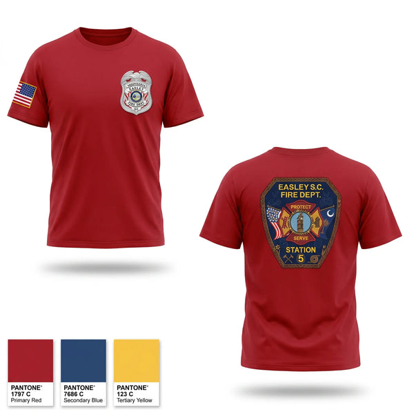 Old School Cotton Feel Shirt, Easley Fire Department, Fire Department, Teamtime, Team time, sublimation, custom sports apparel, team uniforms, spirit wear, spiritwear, sports uniforms, custom shirts, team store, custom team store, fundraiser sports, apparel fundraiser