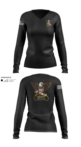 Womens Long Sleeve Vneck Shirt, AGCCC, 001-26, Army, Teamtime, Team time, sublimation, custom sports apparel, team uniforms, spirit wear, spiritwear, sports uniforms, custom shirts, team store, custom team store, fundraiser sports, apparel fundraiser