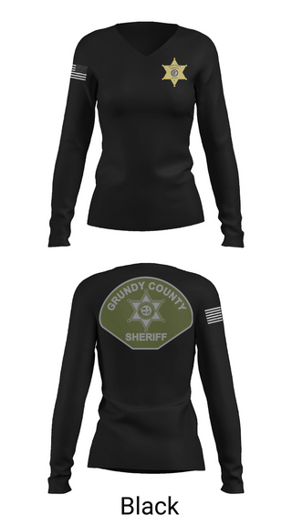 Womens Long Sleeve Vneck Shirt, Grundy County Sheriff's Department, Police, Teamtime, Team time, sublimation, custom sports apparel, team uniforms, spirit wear, spiritwear, sports uniforms, custom shirts, team store, custom team store, fundraiser sports, apparel fundraiser