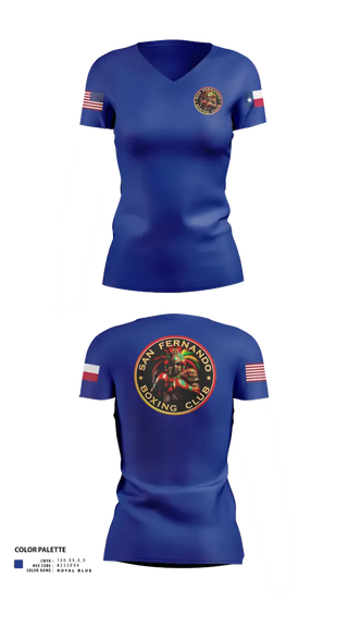 Womens Short Sleeve Vneck Shirt, San Fernando Boxing Club, Spirit Store, Teamtime, Team time, sublimation, custom sports apparel, team uniforms, spirit wear, spiritwear, sports uniforms, custom shirts, team store, custom team store, fundraiser sports, apparel fundraiser