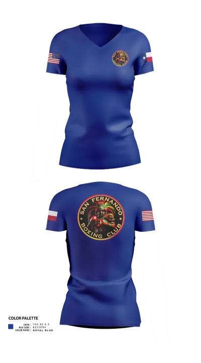 San Fernando Boxing Club 92427997 Women's Short Sleeve V-neck Shirt - 212