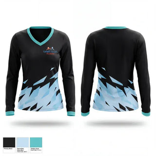 Womens Long Sleeve Vneck Shirt, TOMBÉE DU CIEL, Baseball, Teamtime, Team time, sublimation, custom sports apparel, team uniforms, spirit wear, spiritwear, sports uniforms, custom shirts, team store, custom team store, fundraiser sports, apparel fundraiser