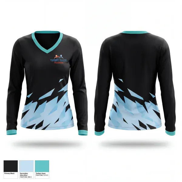 Womens Long Sleeve Vneck Shirt, TOMBÉE DU CIEL, Baseball, Teamtime, Team time, sublimation, custom sports apparel, team uniforms, spirit wear, spiritwear, sports uniforms, custom shirts, team store, custom team store, fundraiser sports, apparel fundraiser