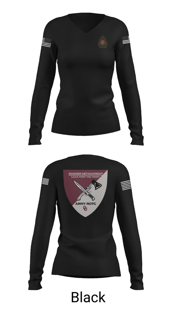 Womens Long Sleeve Vneck Shirt, FY 25-26 OU RC, Army, Teamtime, Team time, sublimation, custom sports apparel, team uniforms, spirit wear, spiritwear, sports uniforms, custom shirts, team store, custom team store, fundraiser sports, apparel fundraiser