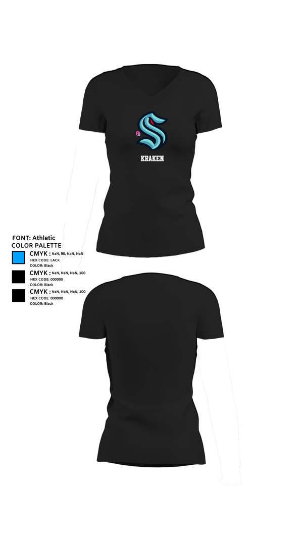 Womens Short Sleeve Vneck Shirt, Kraken, Ice Hockey, Teamtime, Team time, sublimation, custom sports apparel, team uniforms, spirit wear, spiritwear, sports uniforms, custom shirts, team store, custom team store, fundraiser sports, apparel fundraiser