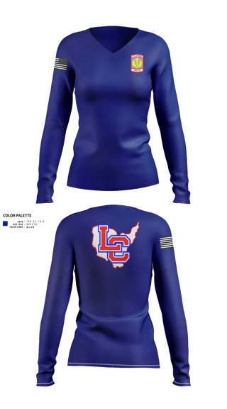 Womens Long Sleeve Vneck Shirt, Lewis County Lions, , Teamtime, Team time, sublimation, custom sports apparel, team uniforms, spirit wear, spiritwear, sports uniforms, custom shirts, team store, custom team store, fundraiser sports, apparel fundraiser
