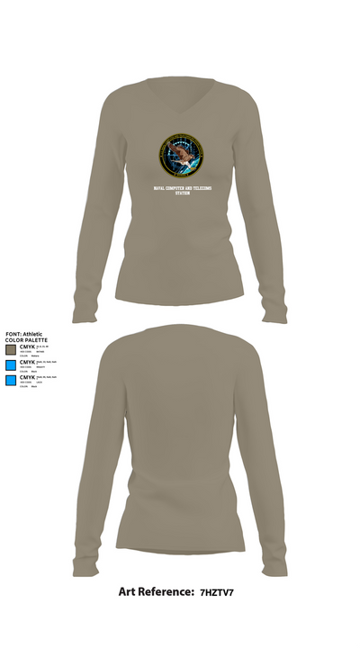 Naval Computer and Telecoms Station 86798210 Women's Long Sleeve V-neck Shirt - 59