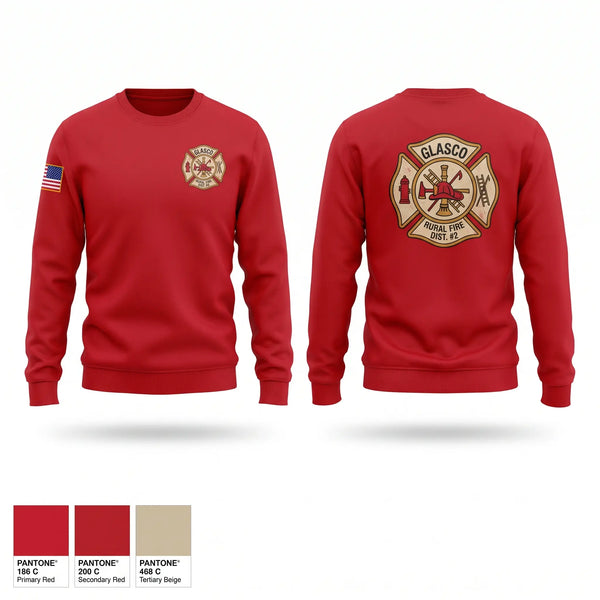 Crew Neck Sweatshirt, Glasco Rural Fire District #2, Fire Department, Teamtime, Team time, sublimation, custom sports apparel, team uniforms, spirit wear, spiritwear, sports uniforms, custom shirts, team store, custom team store, fundraiser sports, apparel fundraiser