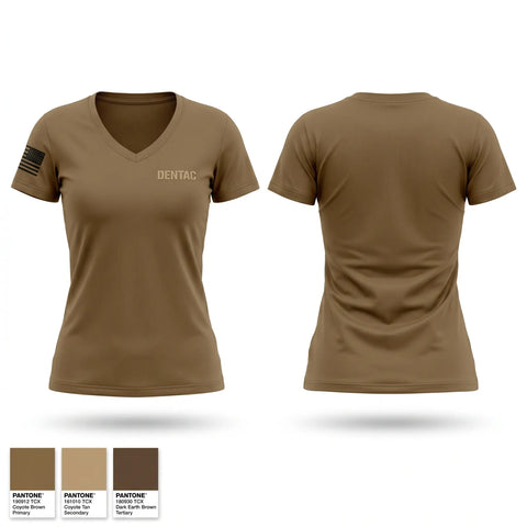 Womens Short Sleeve Vneck Shirt, DENTAC, Army, Teamtime, Team time, sublimation, custom sports apparel, team uniforms, spirit wear, spiritwear, sports uniforms, custom shirts, team store, custom team store, fundraiser sports, apparel fundraiser