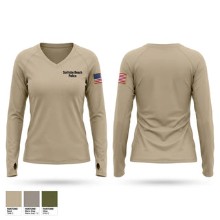 Womens Long Sleeve Vneck Shirt, Surfside Beach Police, Police, Teamtime, Team time, sublimation, custom sports apparel, team uniforms, spirit wear, spiritwear, sports uniforms, custom shirts, team store, custom team store, fundraiser sports, apparel fundraiser