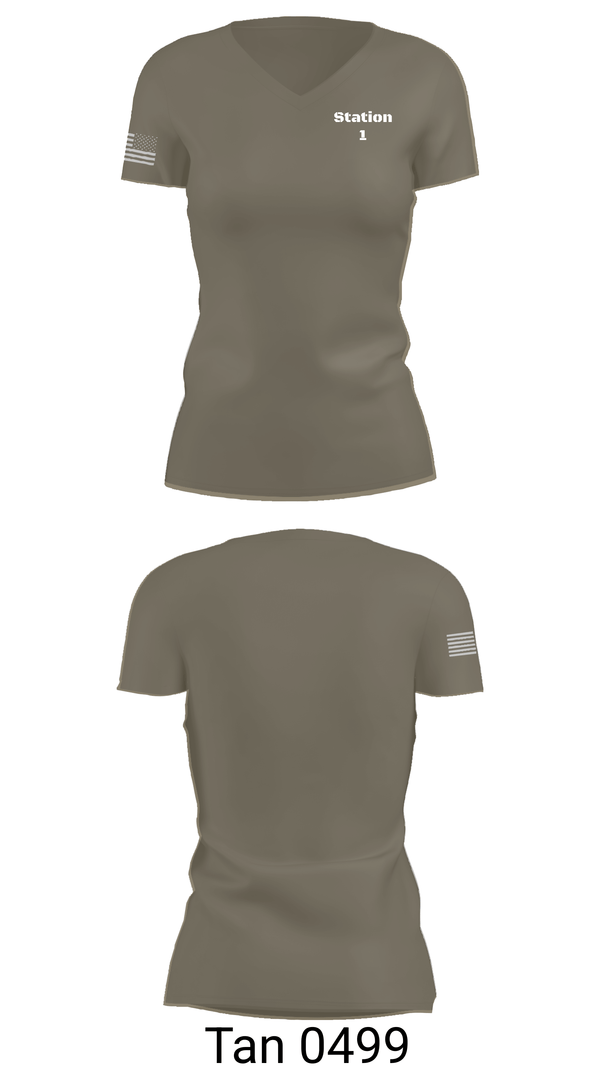 Womens Short Sleeve Vneck Shirt, Station 1, Fire Department, Teamtime, Team time, sublimation, custom sports apparel, team uniforms, spirit wear, spiritwear, sports uniforms, custom shirts, team store, custom team store, fundraiser sports, apparel fundraiser